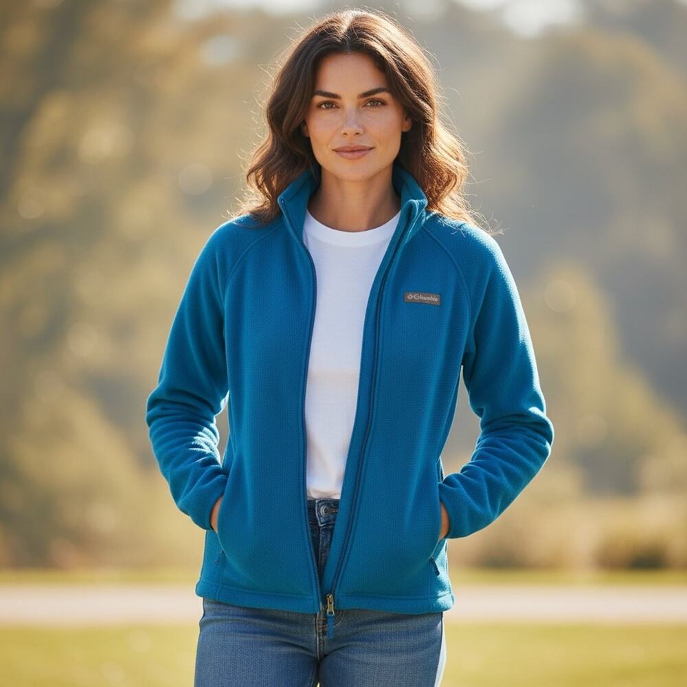 Columbia Benton Springs Fleece Jacket Gorpcore Sz S Blue Full Zip Womens